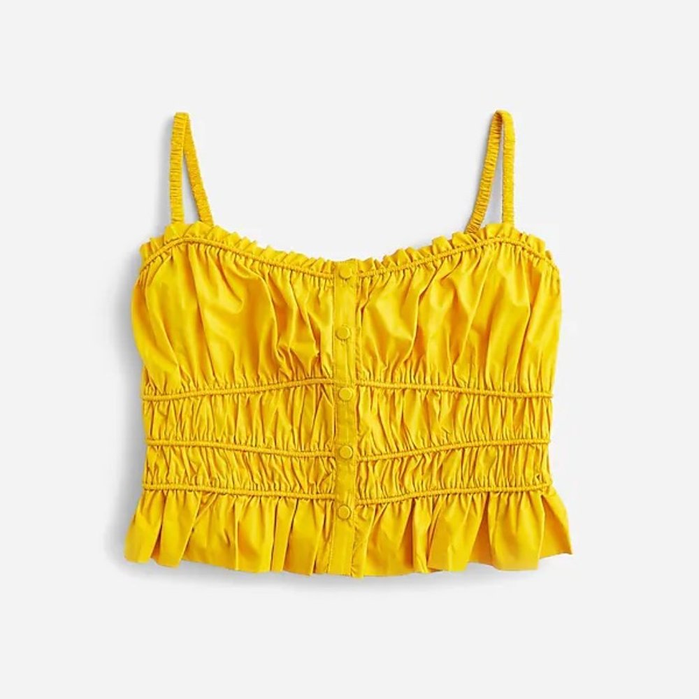 JCrew Cinch Waist Cotton Poplin Top XS - Warm Maize